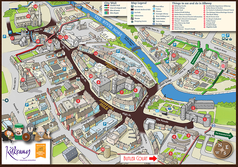 Kilkenny Medieval Mile map | Butler court guest accommodation